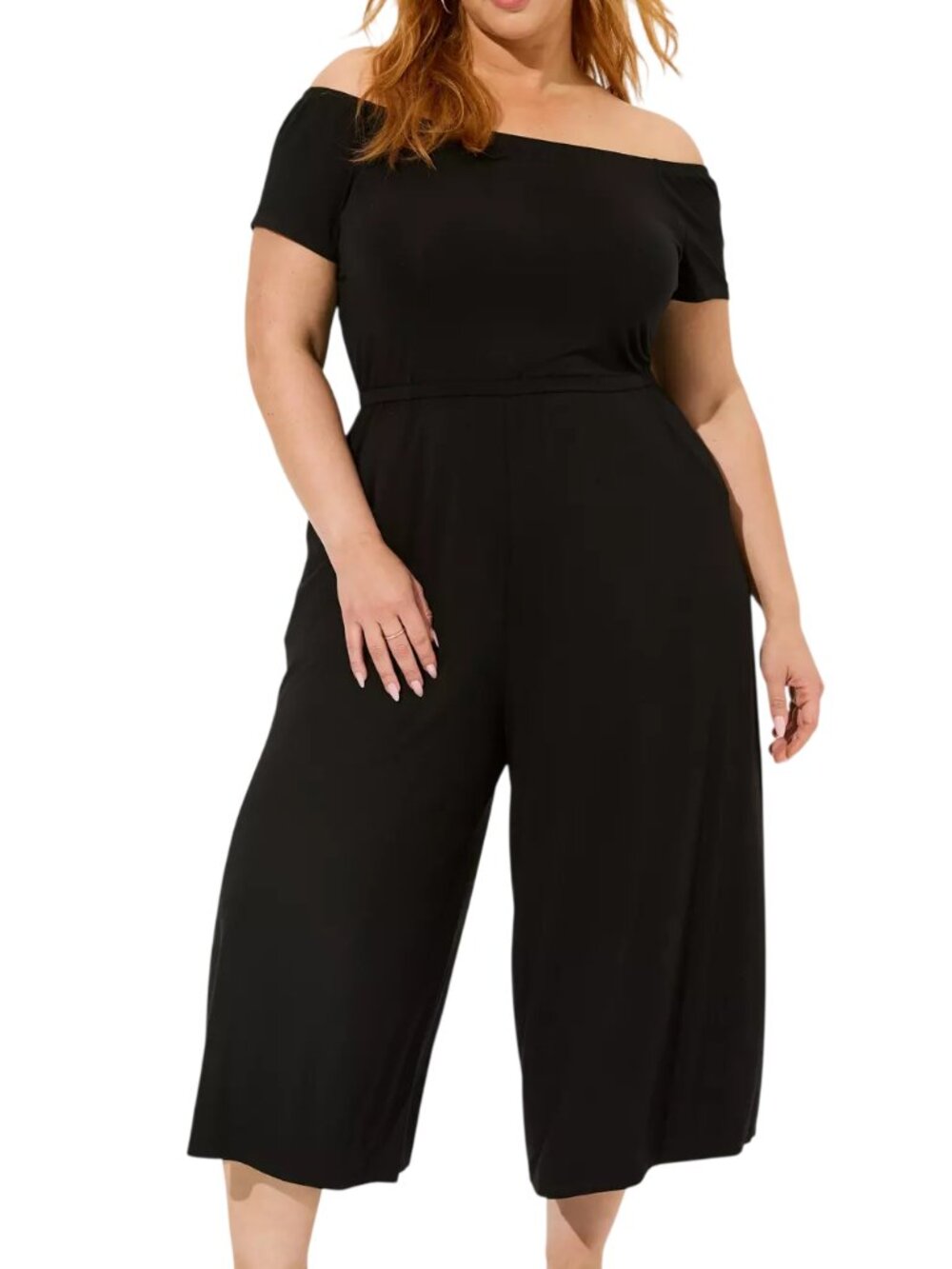 Torrid Super Soft Off The Shoulder Wide Leg Crop Jumpsuit